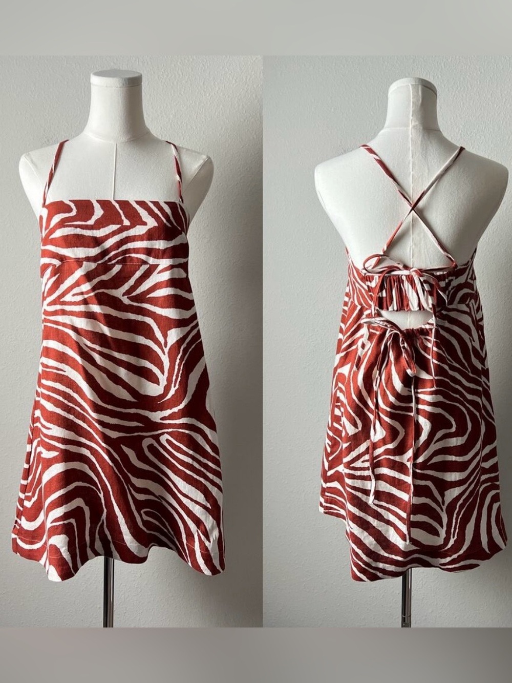 banana republic linen mini dress brown zebra print